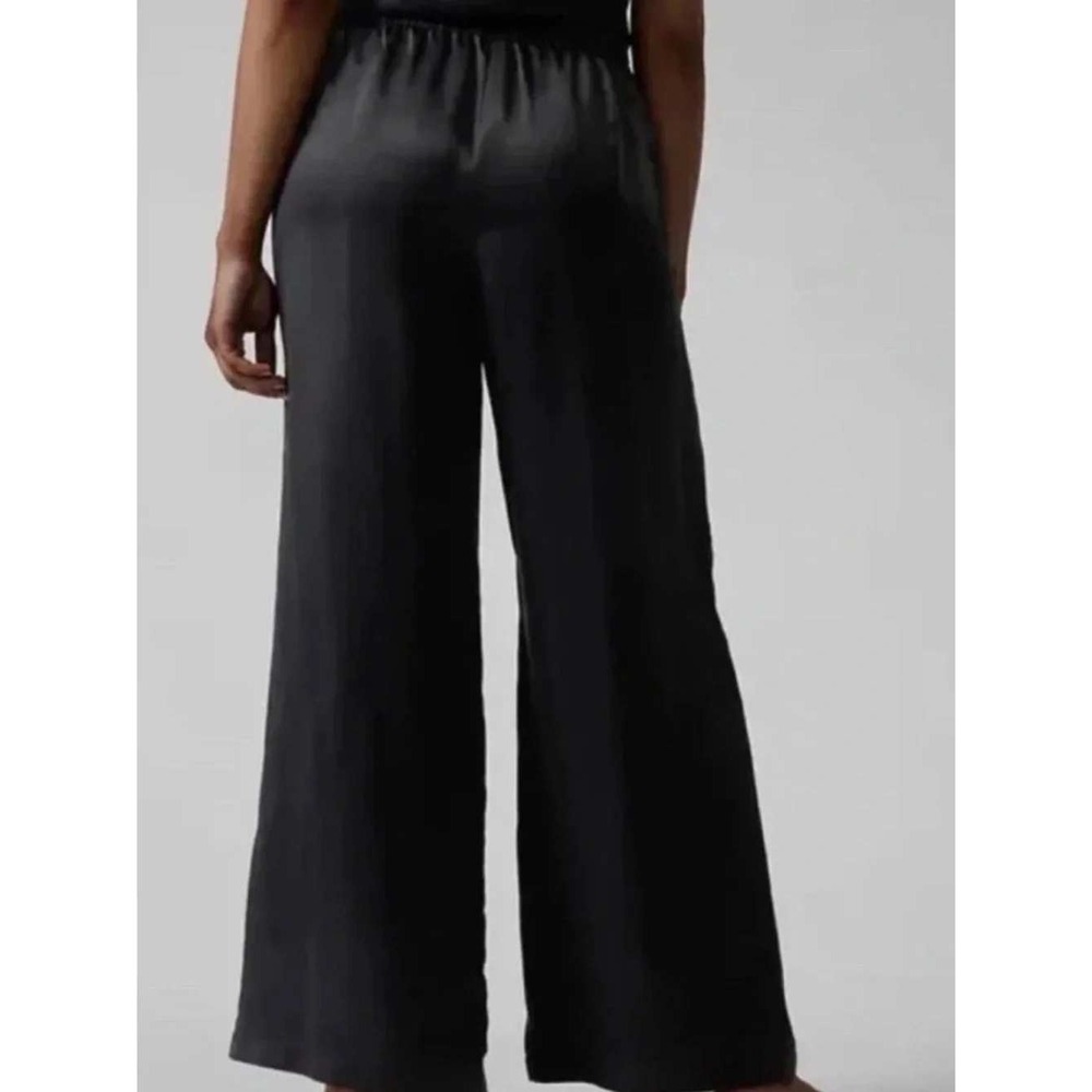 Athleta Paradise Wide Leg Pant Womens XL Black Excellent Linen Blend Drawstring
